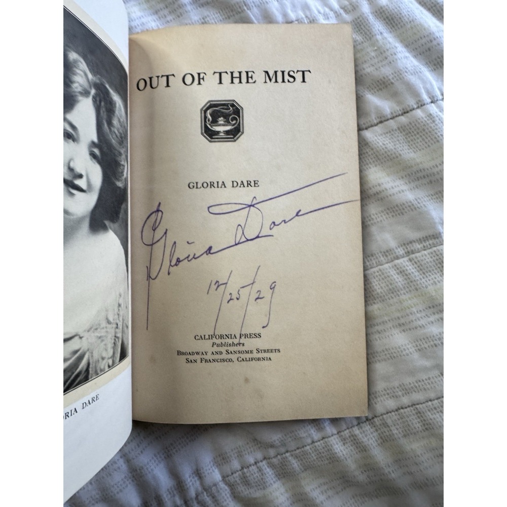 Out of the Mist Gloria‎ Dare 1925 signed 1st edition